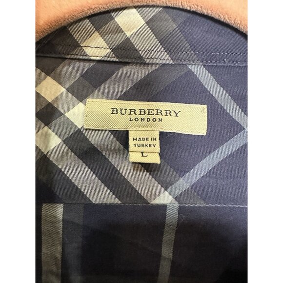 Burberry London Shirt Mens Large Blue Plaid Button Down Long Sleeve - Picture 4 of 7